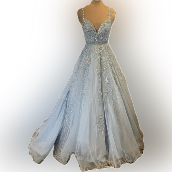 Amarra Dresses & Skirts - EUC Amarra Tulle and Leaf Lace Embroidered Ball Gown
